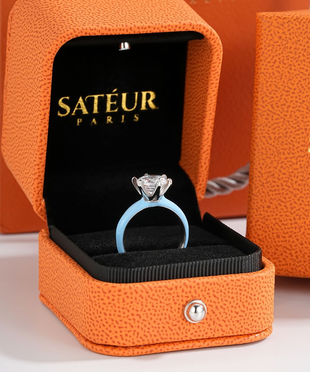 Satéur Colorée Baby Blue Diamond Ring™, 18K White Gold