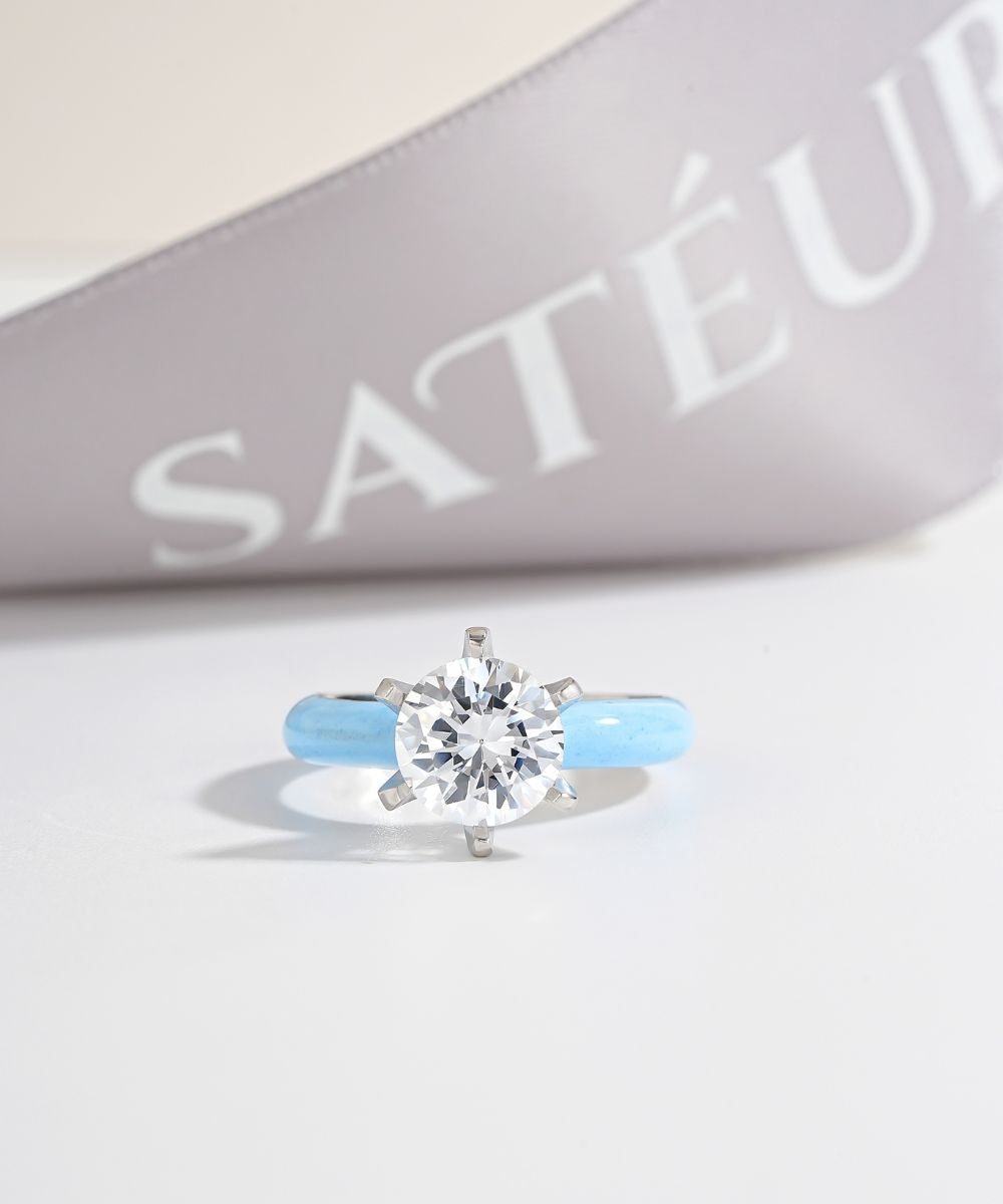 Satéur Colorée Baby Blue Diamond Ring™, 18K White Gold