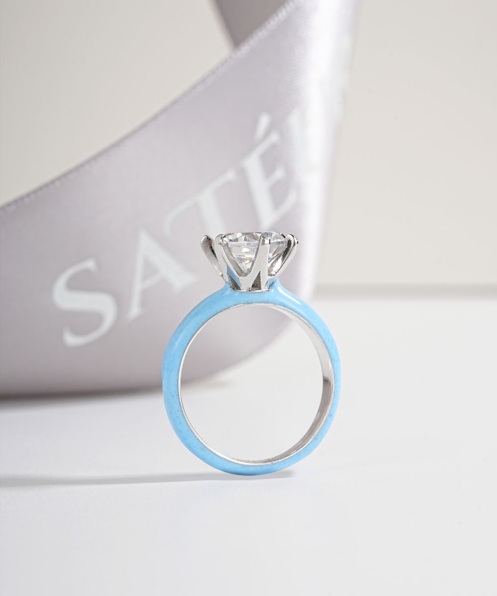 Satéur Colorée Baby Blue Diamond Ring™, 18K White Gold