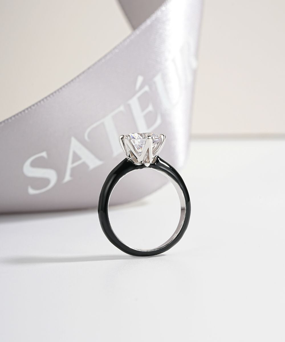 Satéur Colorée Black Ébène Diamond Ring™, 18K White Gold