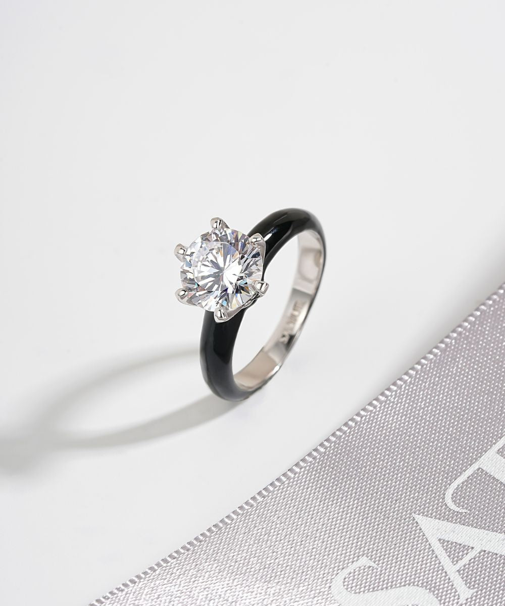 Satéur Colorée Black Ébène Diamond Ring™, 18K White Gold