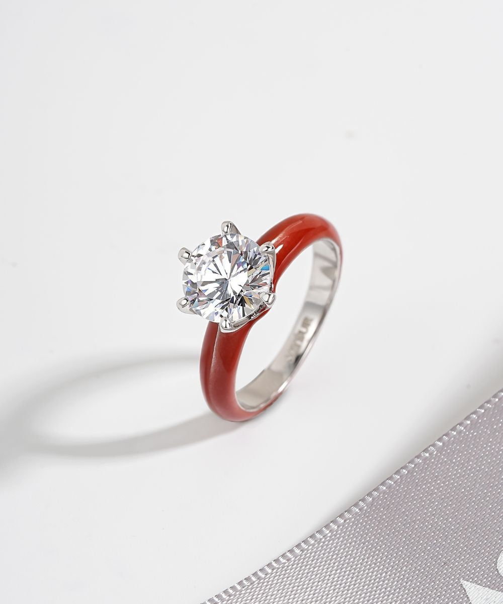 Satéur Colorée Scarlet Diamond Ring™, 18K White Gold