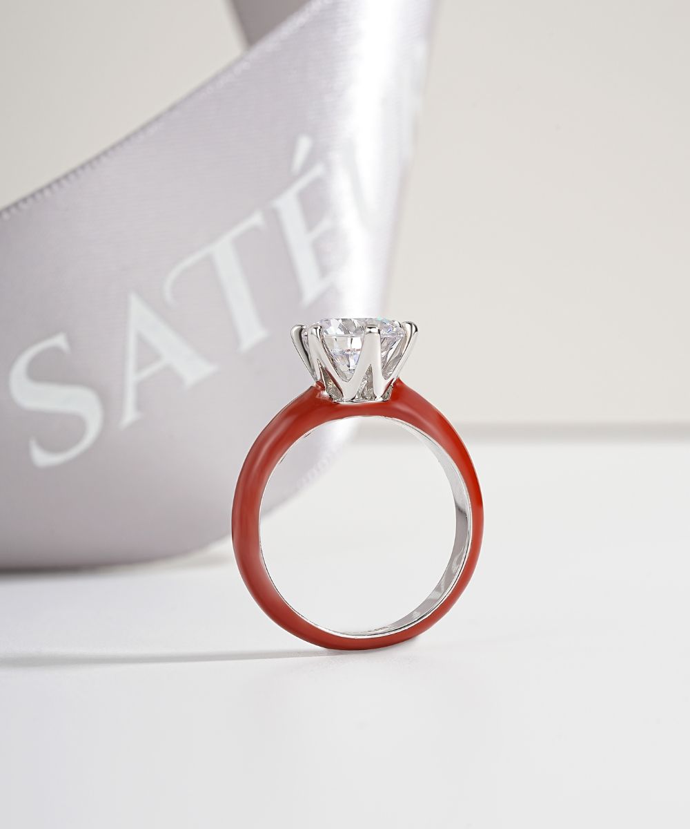 Satéur Colorée Scarlet Diamond Ring™, 18K White Gold