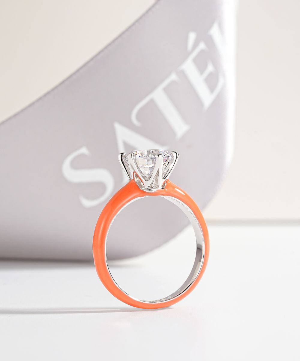Satéur Colorée Tropical Orange Diamond Ring™, 18K White Gold