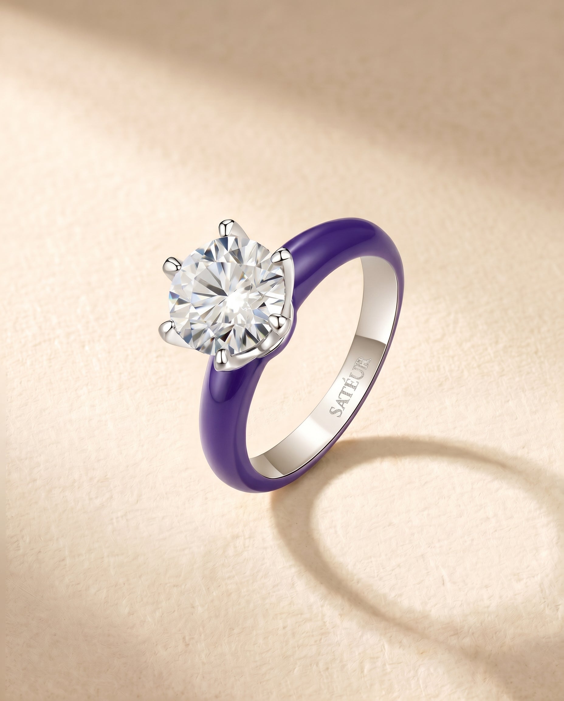 Satéur Colorée Amethyst Diamond Ring™, 18K White Gold
