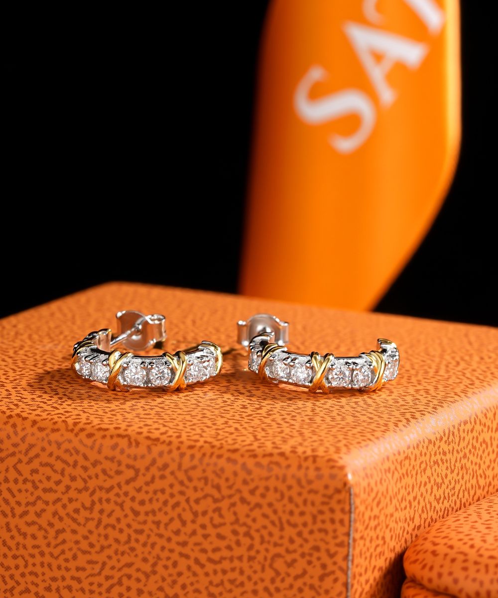 Satéur Triomphe Diamond Earrings™, 18K White Gold