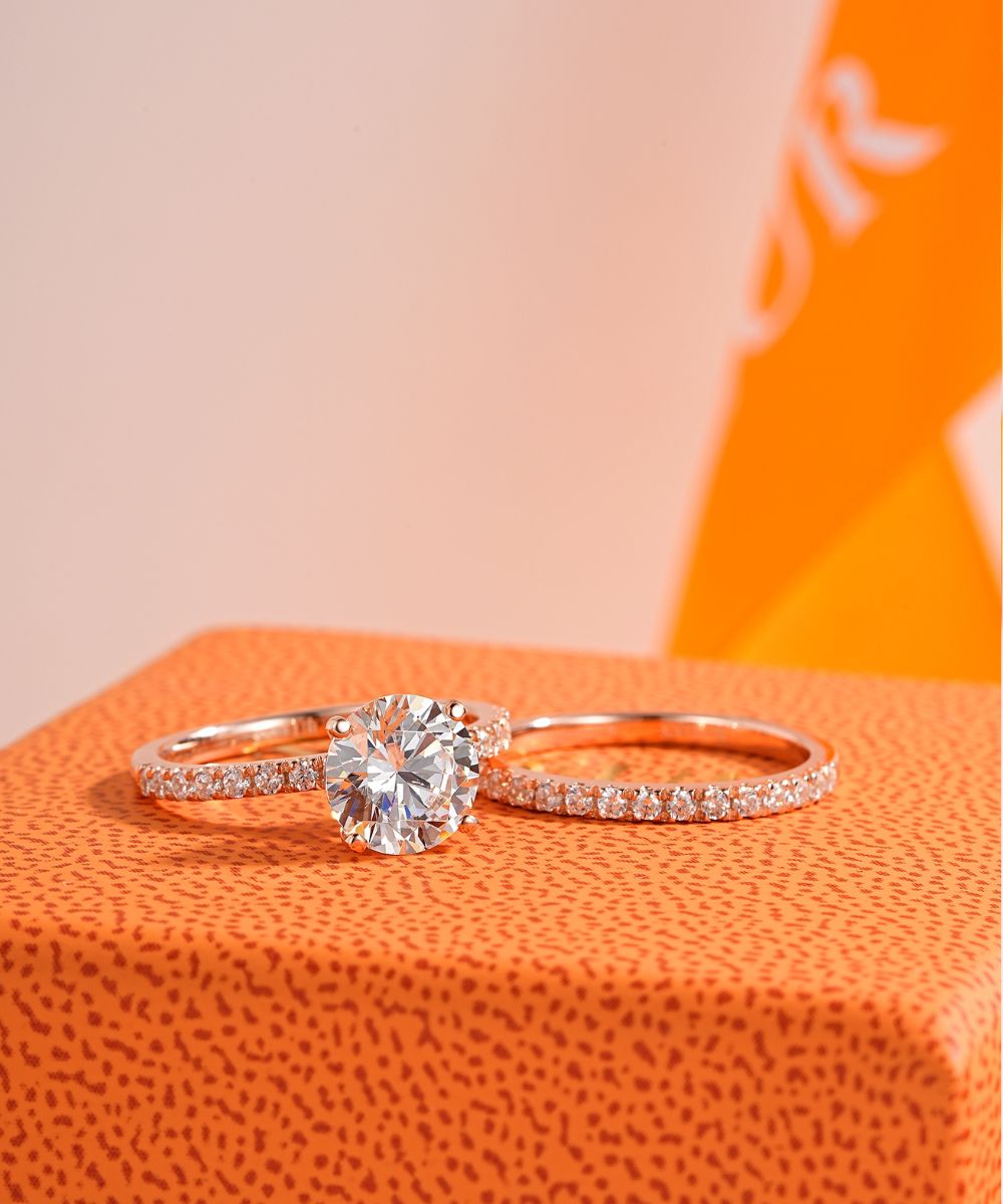 Satéur Ensemble de bagues de mariage Rosé Cercle Bague™