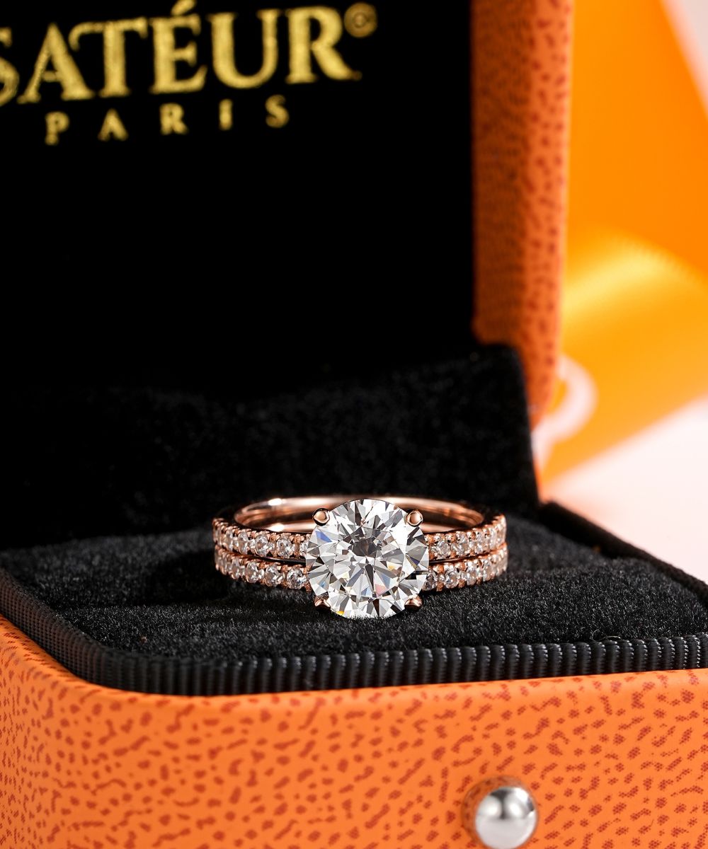 Satéur Ensemble de bagues de mariage Rosé Cercle Bague™