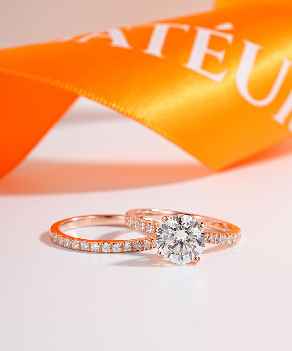 Satéur Ensemble de bagues de mariage Rosé Cercle Bague™