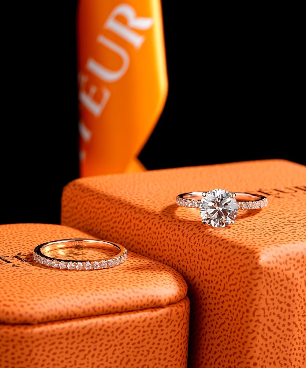 Satéur Ensemble de bagues de mariage Rosé Cercle Bague™