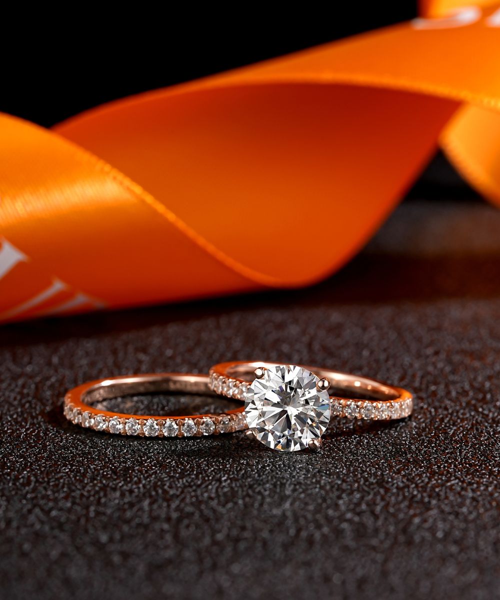 Satéur Ensemble de bagues de mariage Rosé Cercle Bague™