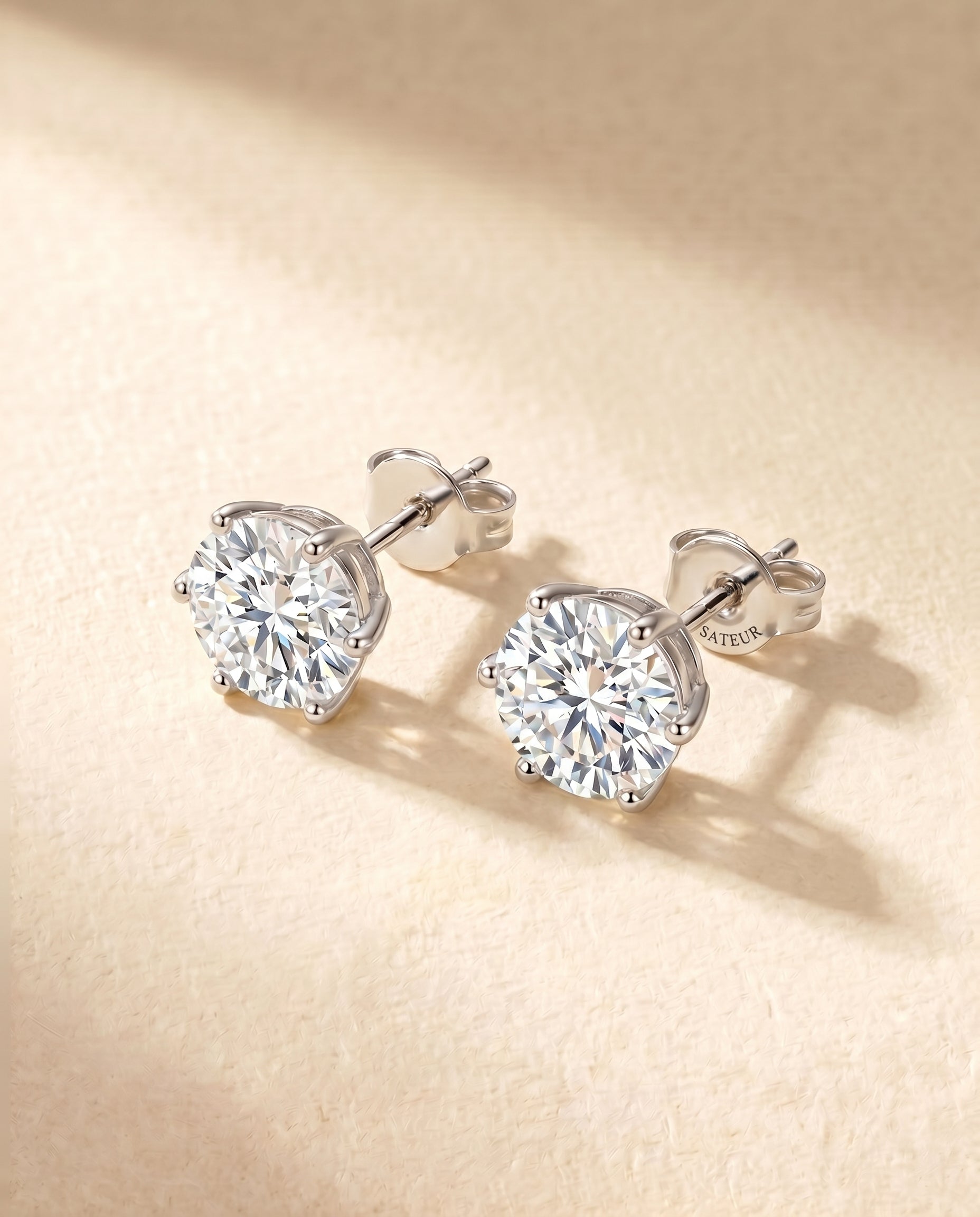 Satéur Destinée Diamond Earrings™, 18K White Gold, Round Cut