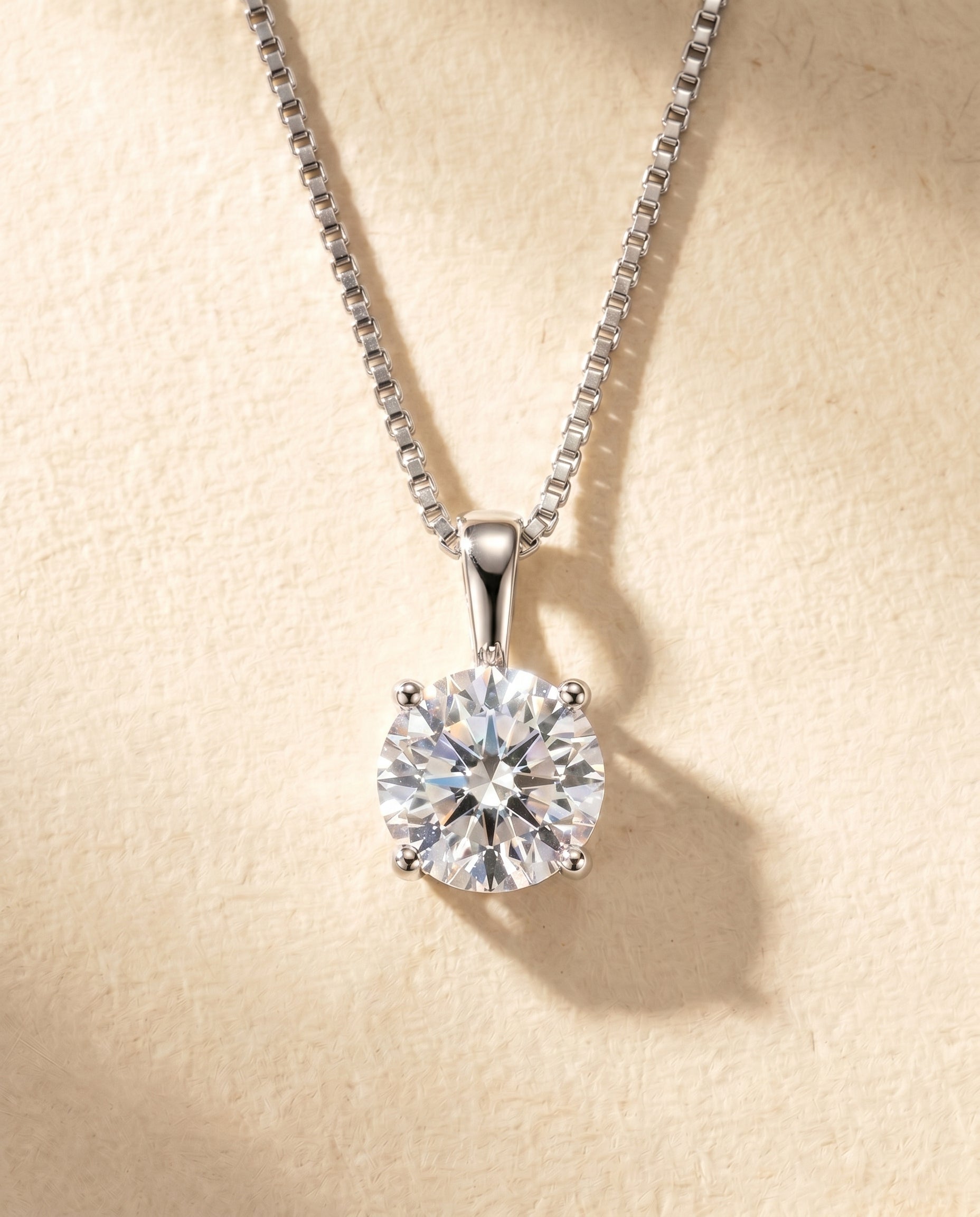 Satéur Destinée Diamond Necklace™, 18K White Gold, Round Cut