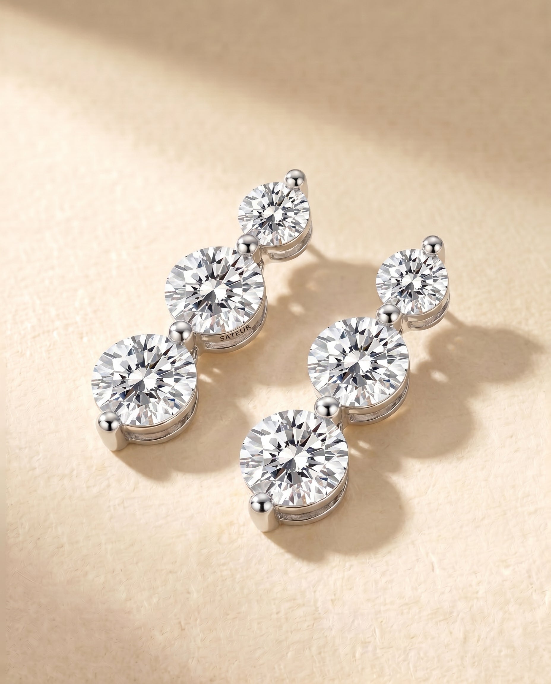 Satéur Trinité Diamond Earrings™, 18K White Gold