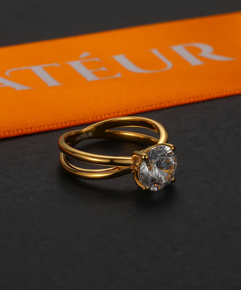 Satéur Aurous Gold Solitaire Diamond Ring™, 18K Gold