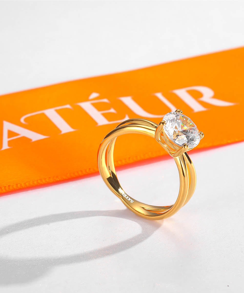 Satéur Aurous Gold Solitaire Diamond Ring™, 18K Gold