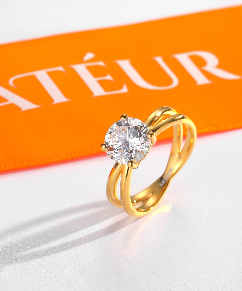 Satéur Aurous Gold Solitaire Diamond Ring™, 18K Gold