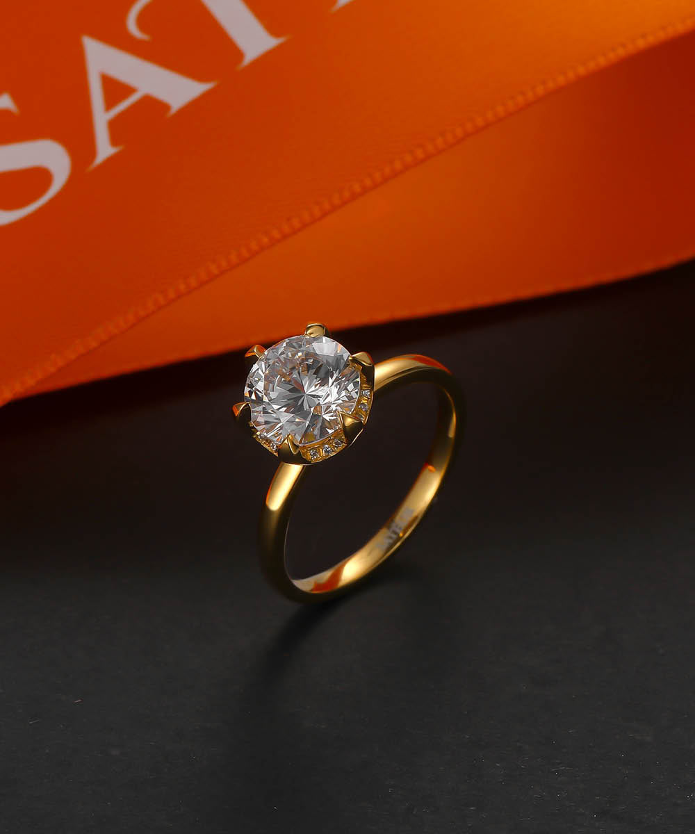 Satéur Aurous Gold Halo Diamond Ring™, 18K Gold