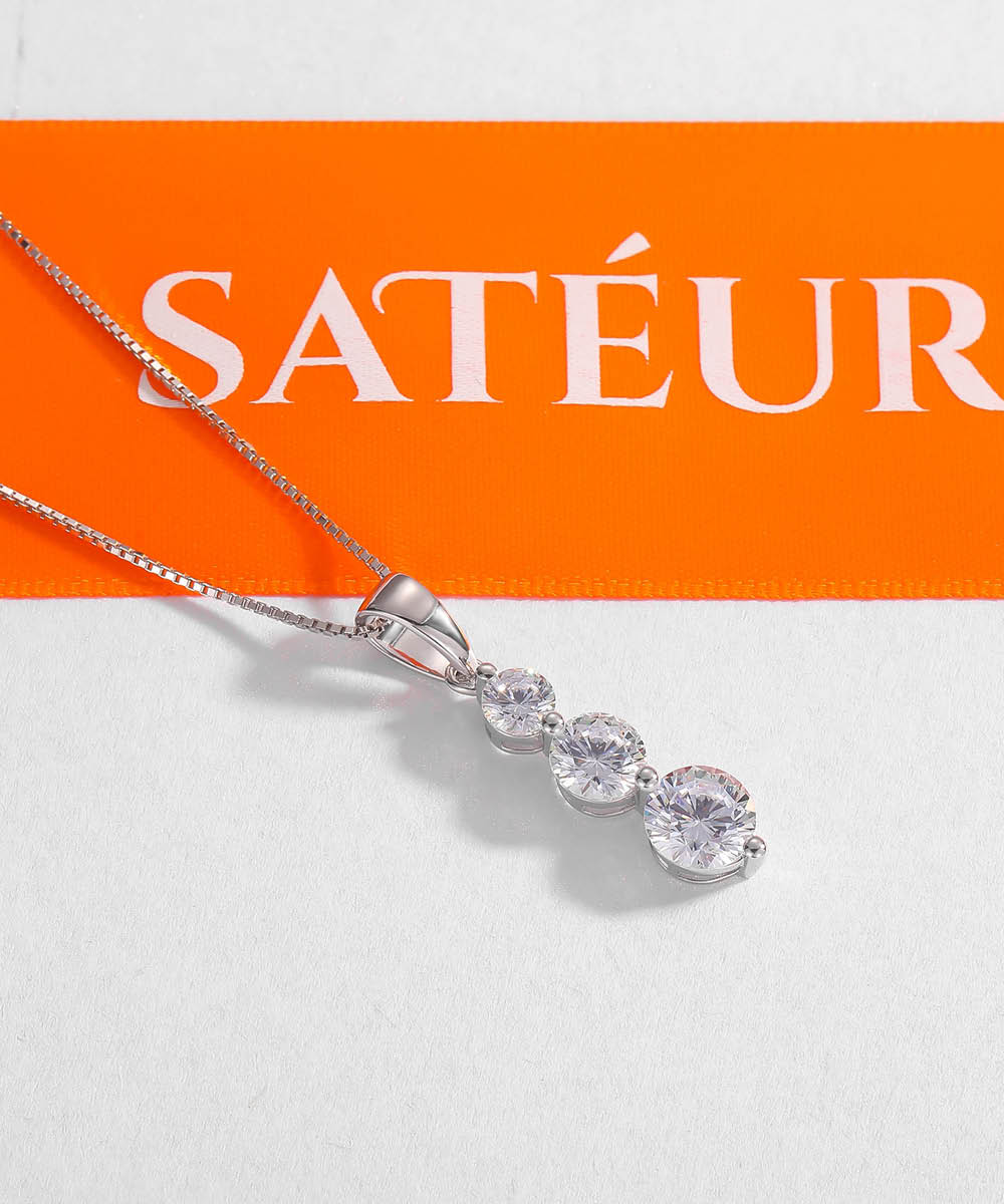 Satéur Trinité Diamond Necklace™, 18K White Gold