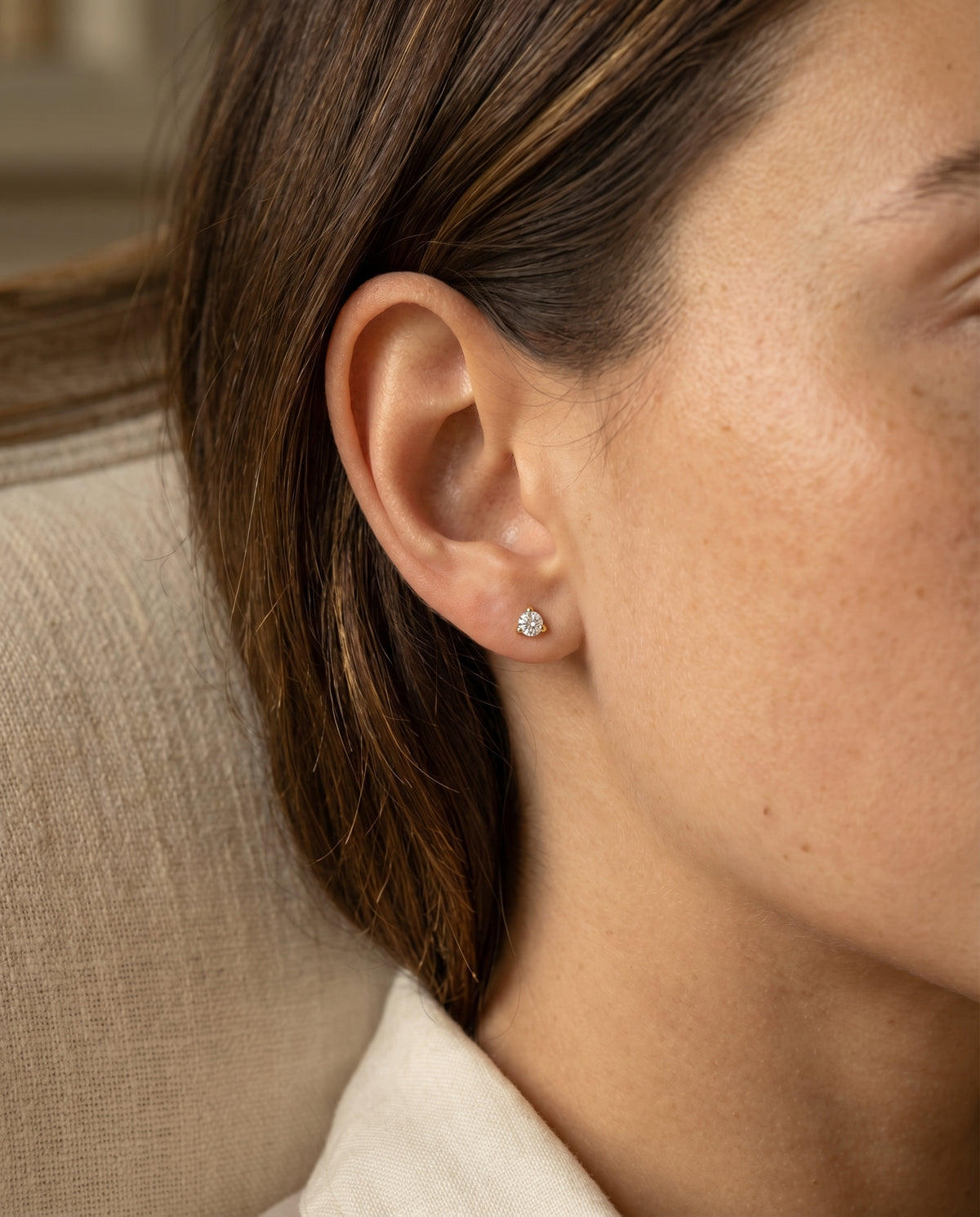 Satéur Aube Diamond Studs™, 14K Solid Gold worn