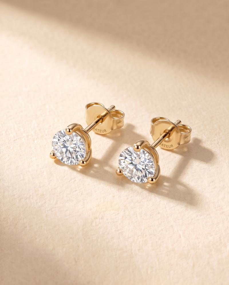 Satéur Aube Diamond Studs™, 14K Solid Gold