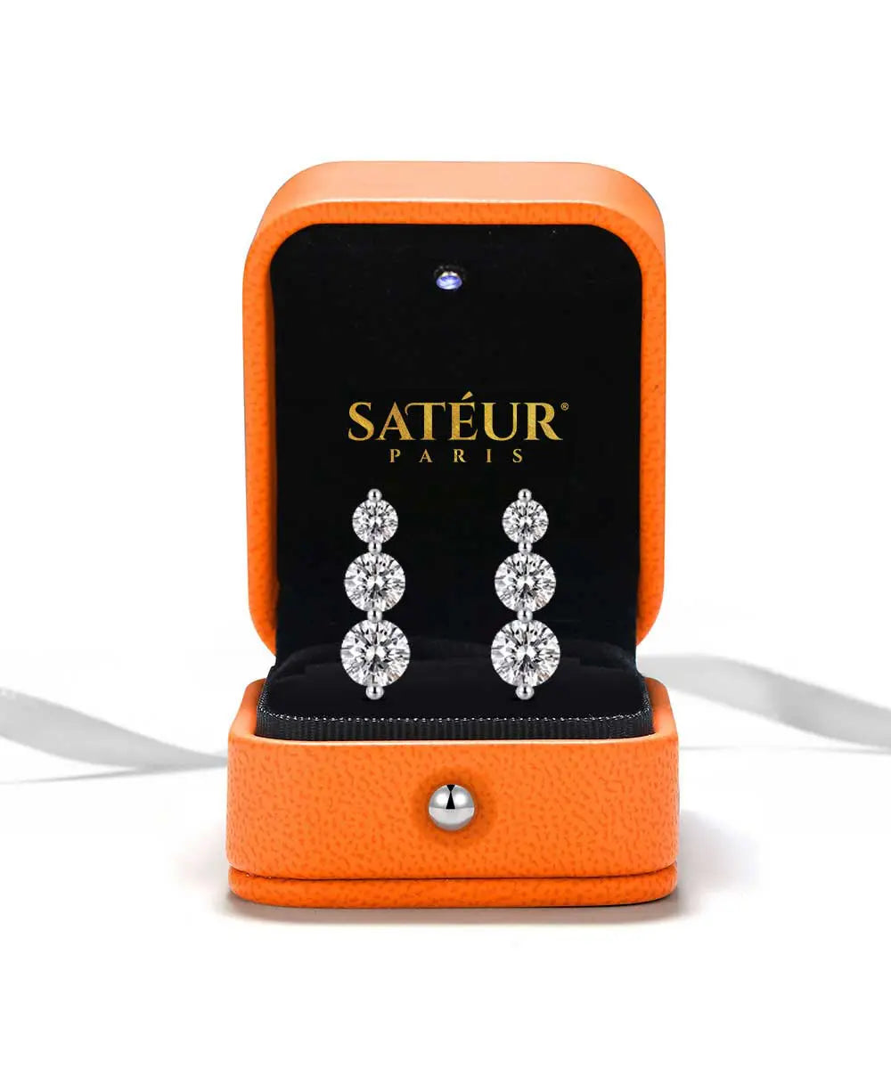 Satéur Trinité Diamond Earrings™, 18K White Gold