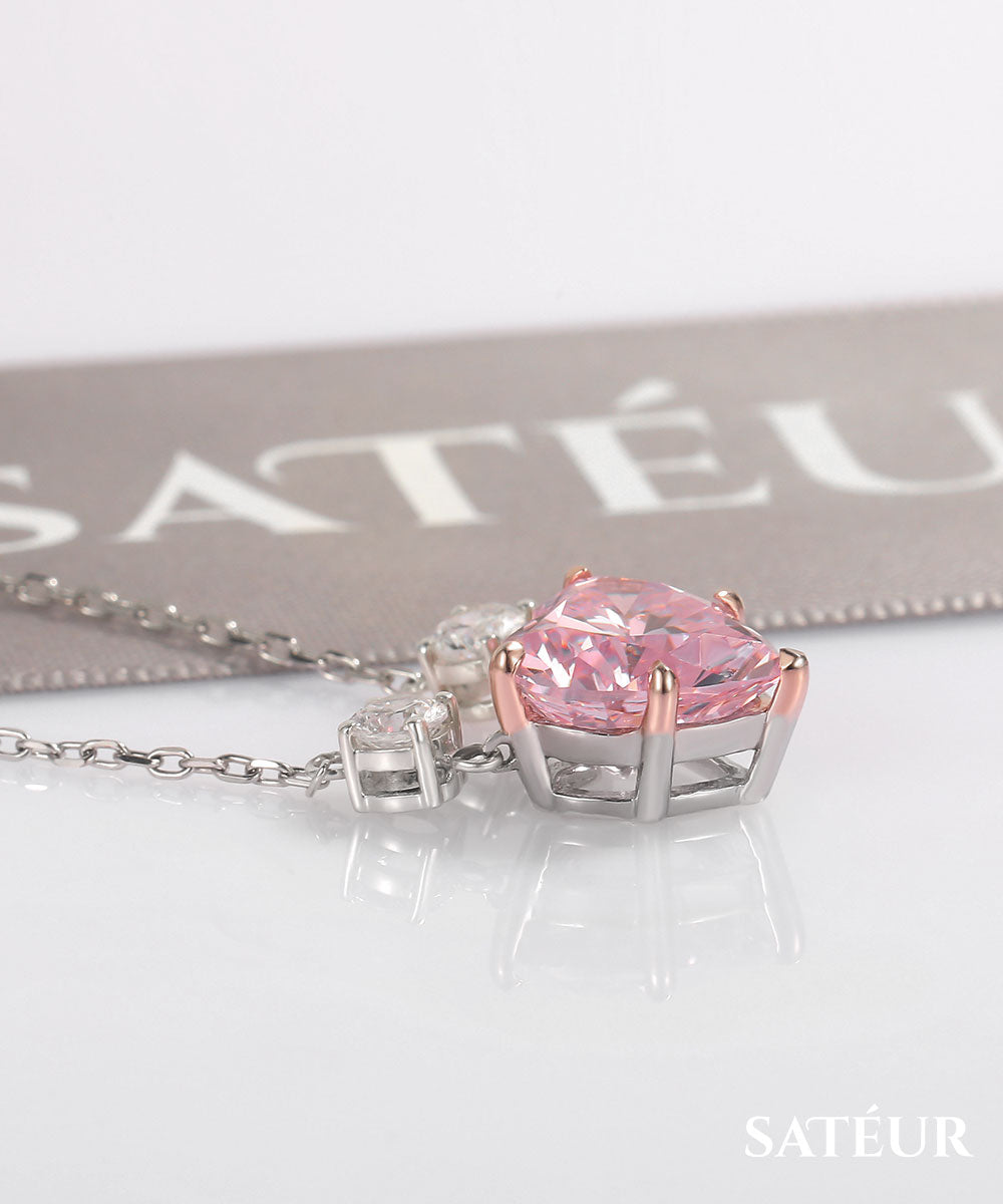 Satéur Rosé Cuore Diamond Necklace™, 18K White Gold