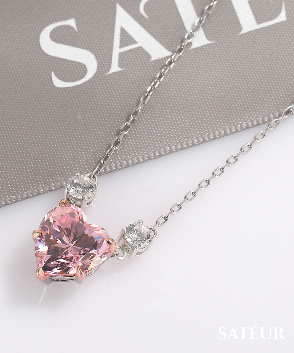 Satéur Rosé Cuore Diamond Necklace™, 18K White Gold