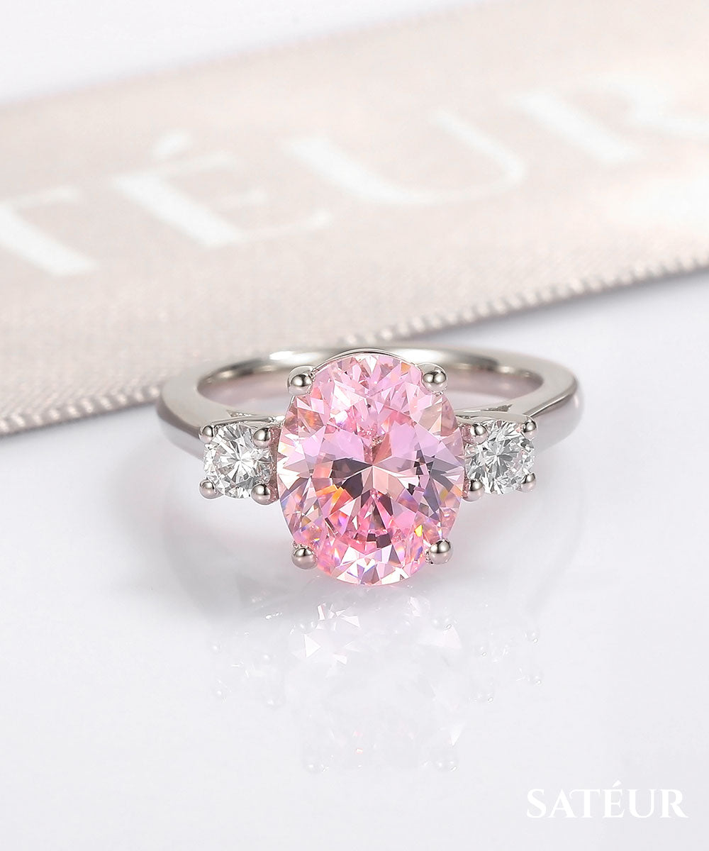 Satéur Rosé Éclat Diamond Ring™, 18K White Gold