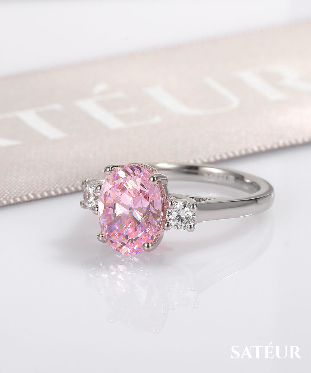 Satéur Rosé Éclat Diamond Ring™, 18K White Gold