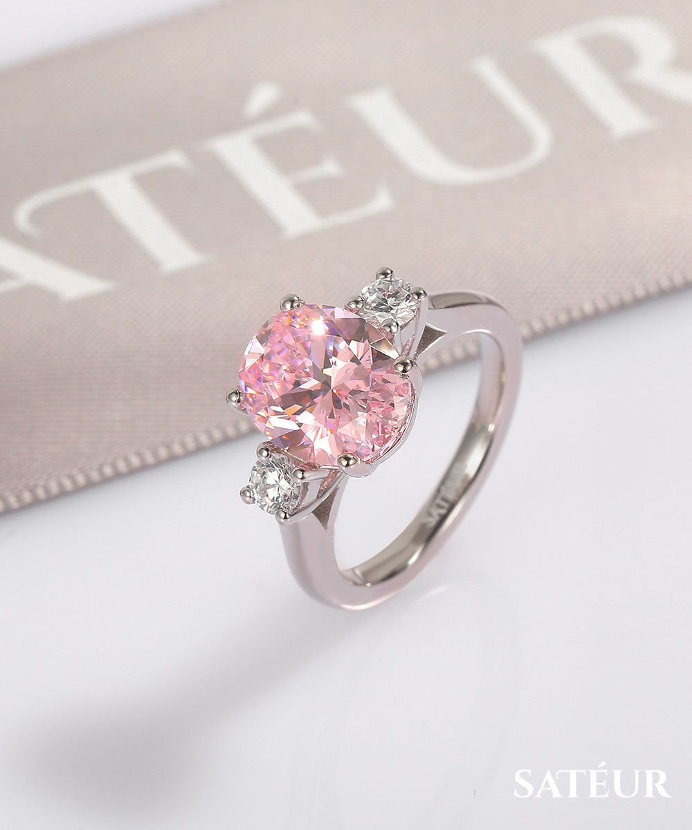 Satéur Rosé Éclat Diamond Ring™, 18K White Gold