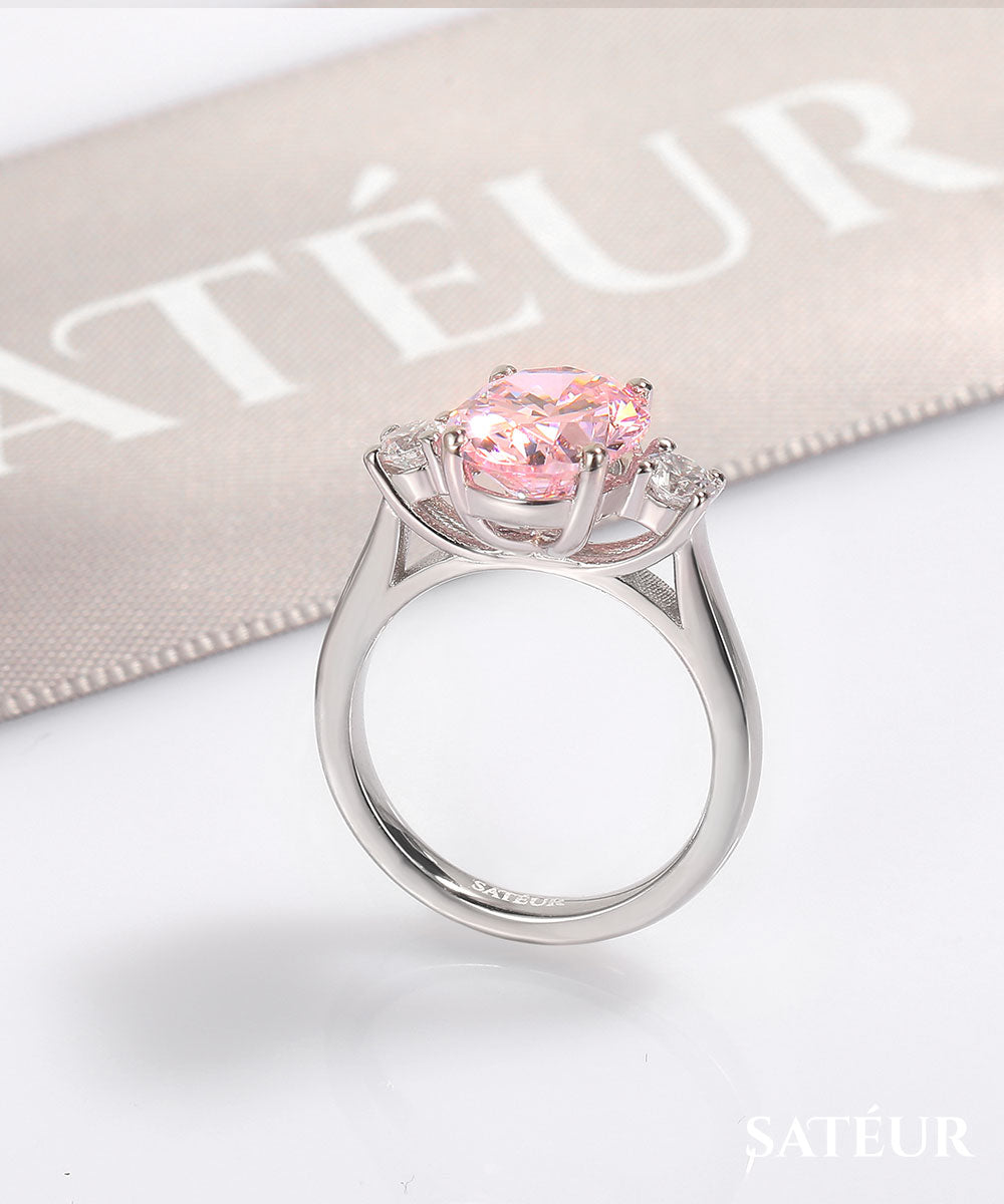 Satéur Rosé Éclat Diamond Ring™, 18K White Gold