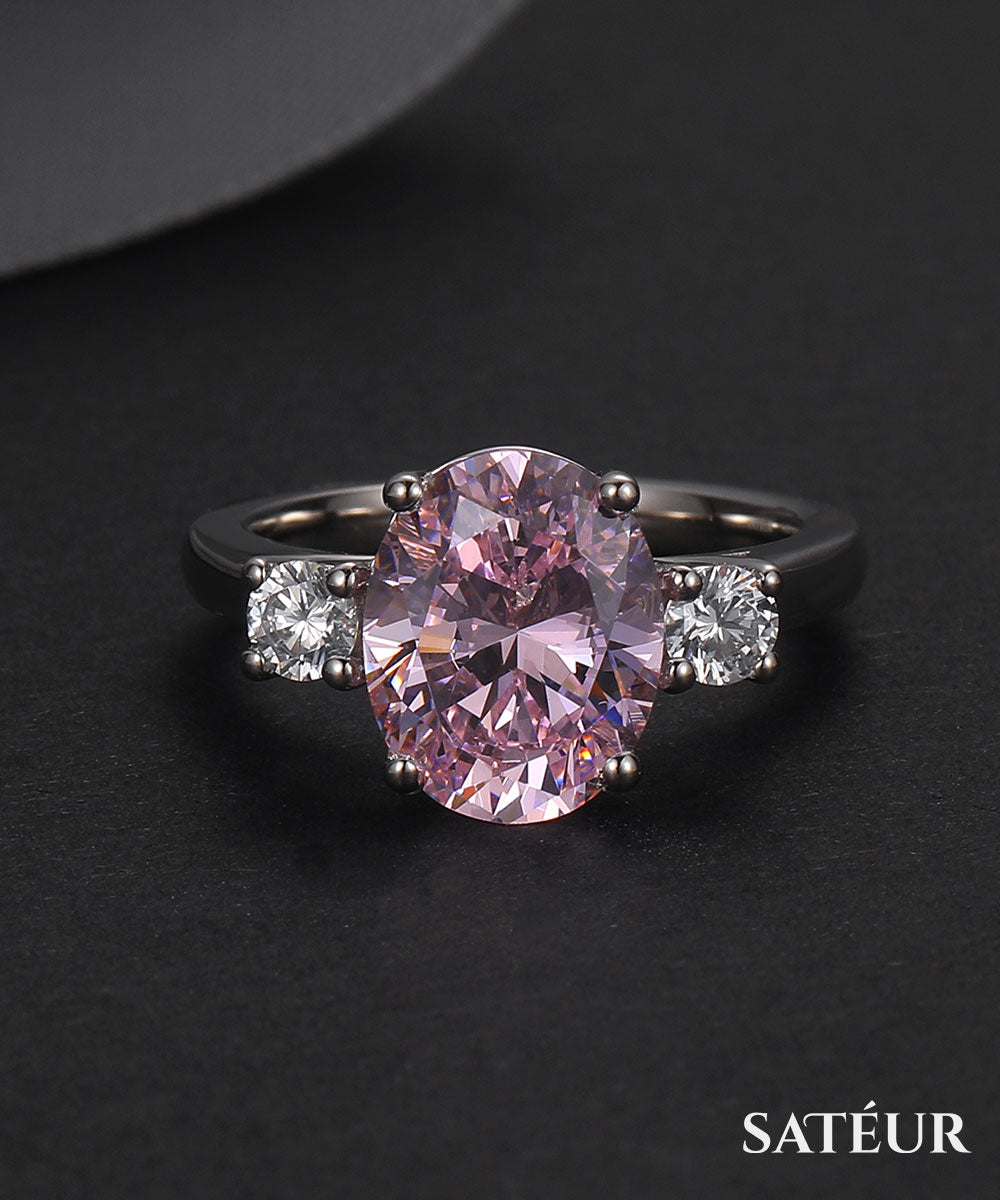 Satéur Rosé Éclat Diamond Ring™, 18K White Gold