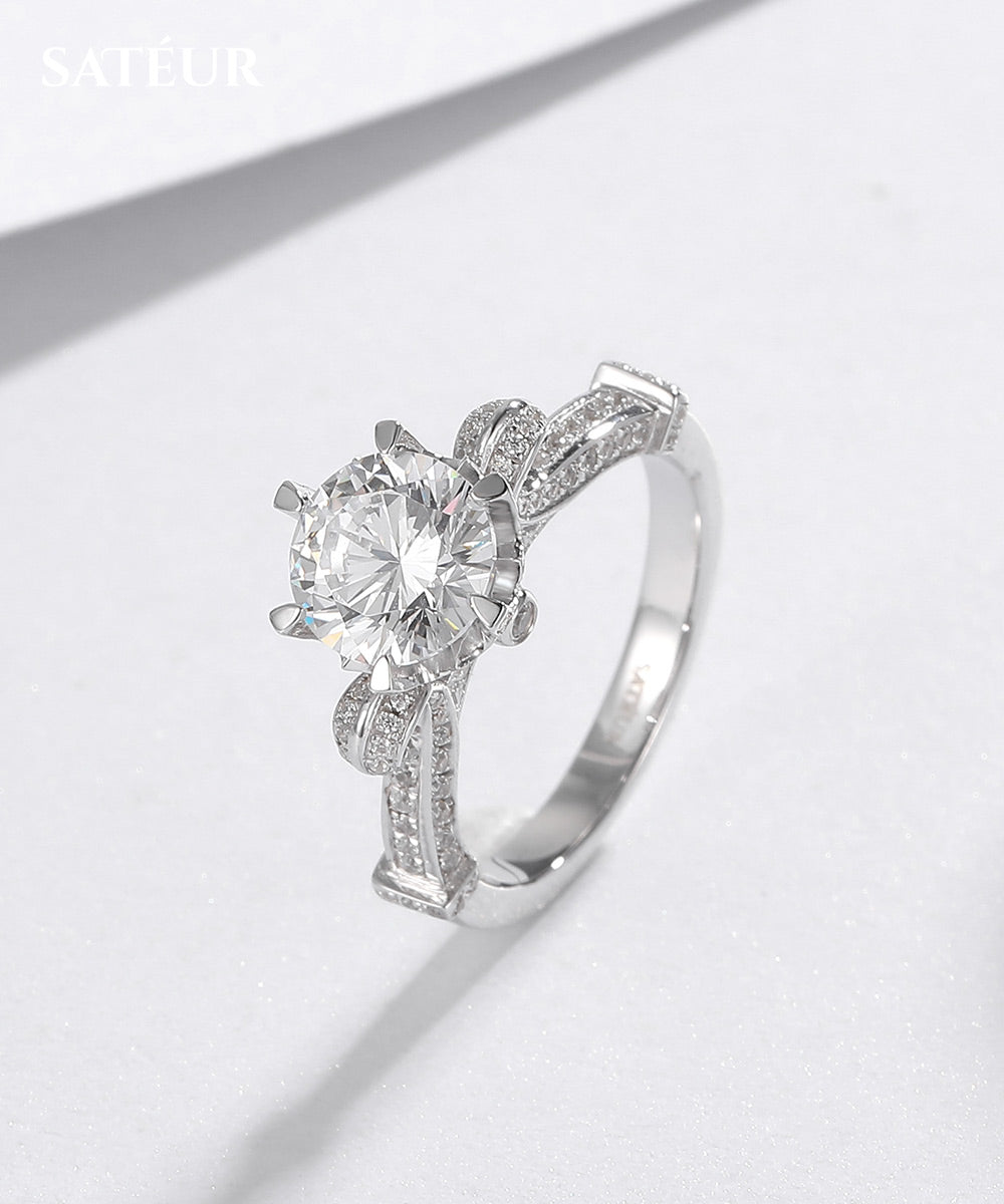 Satéur Mercure Diamond Ring™, 18K Witgoud, Rond geslepen