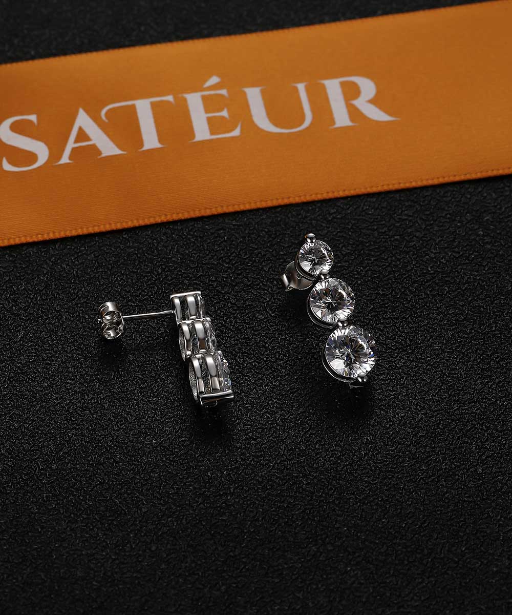 Satéur Trinité Diamond Earrings™, 18K White Gold