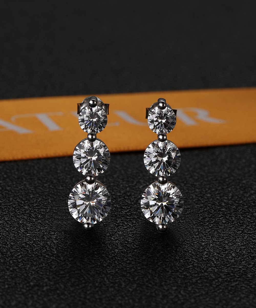 Satéur Trinité Diamond Earrings™, 18K White Gold