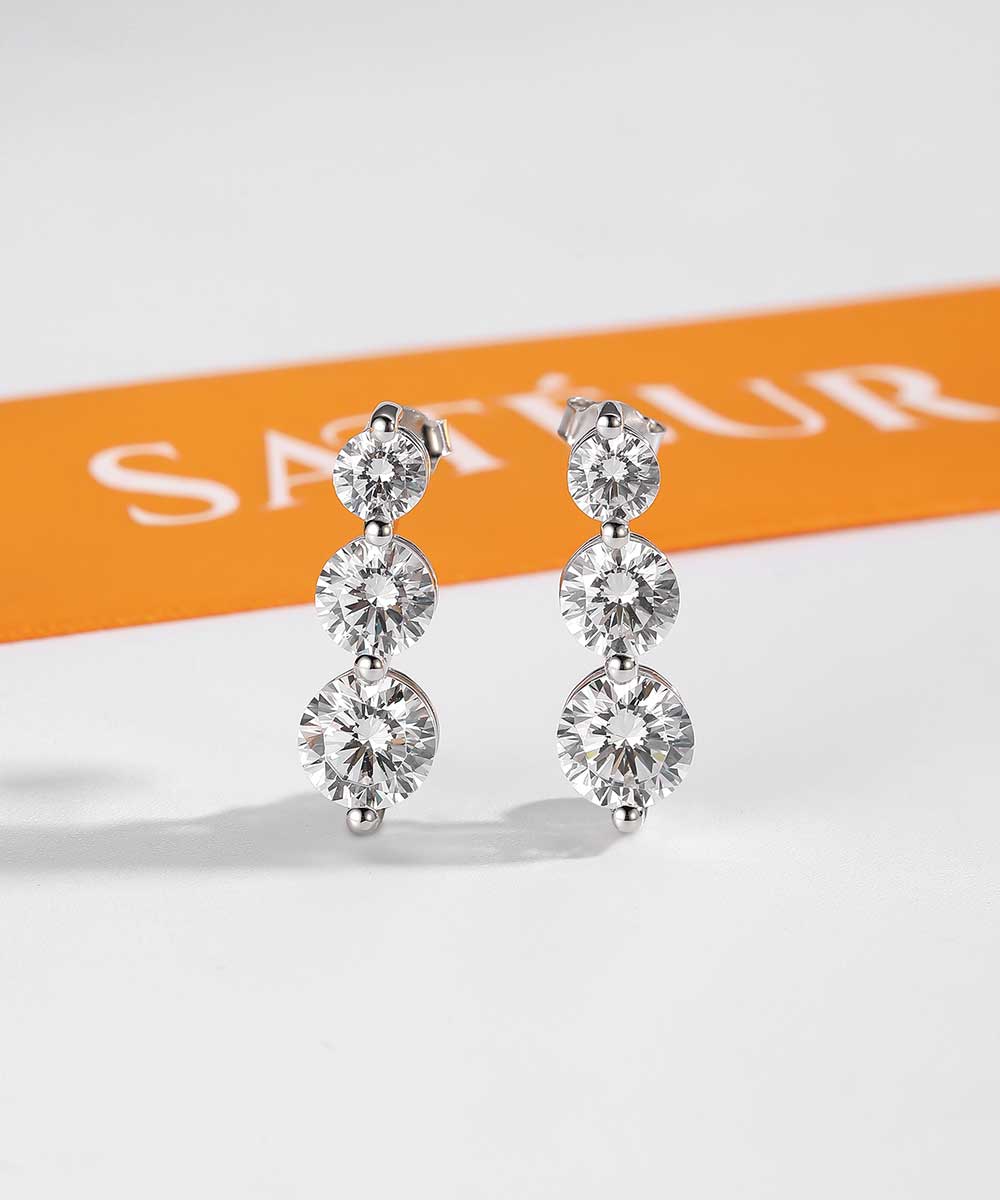 Satéur Trinité Diamond Earrings™, 18K White Gold